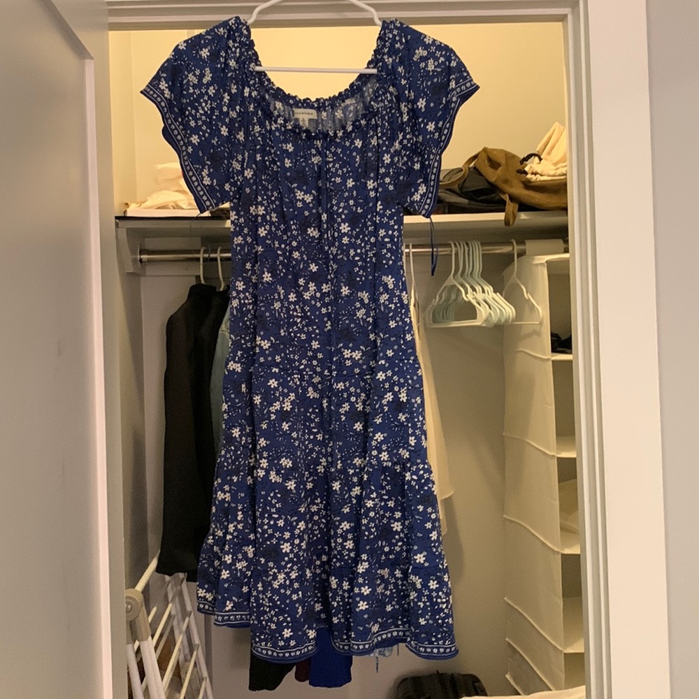 Max studio floral print bohemian blue dress